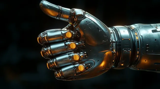 Futuristische Roboterhand mit Metalloptik