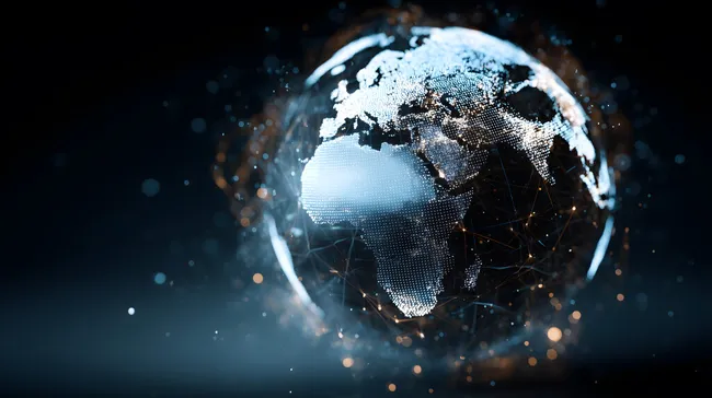 Futuristischer Digitalerdball mit Leuchtpunkten