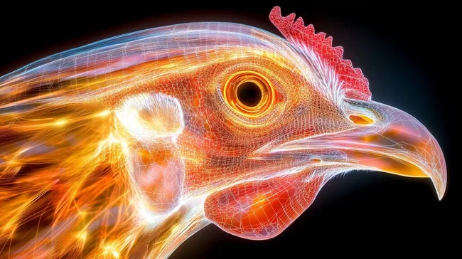 Futuristischer Hahn - Neon-Drahtgitter-Struktur