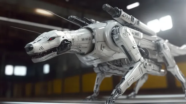 Futuristischer Roboter-Hund in High-Tech-Umgebung