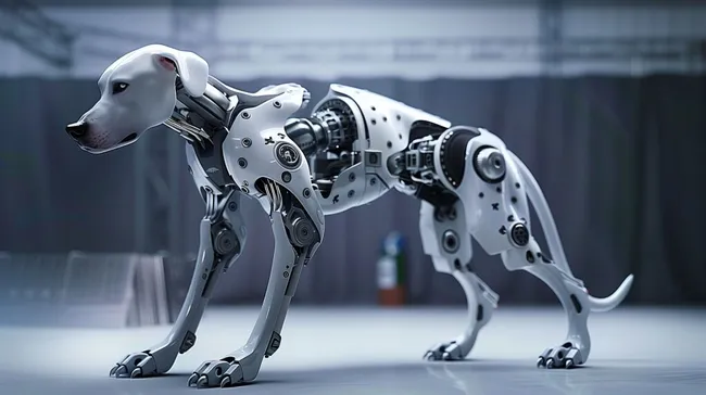 Futuristischer Roboterhund mit mechanischen Teilen