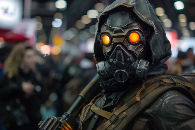 Futuristischer Soldat in Nachtszenerie