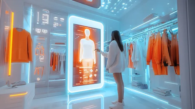 Futuristischer Umkleideraum mit KI-Spiegel