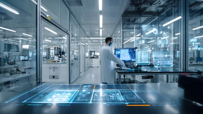 Futuristischer Wissenschaftler in hochmoderner Laborumgebung