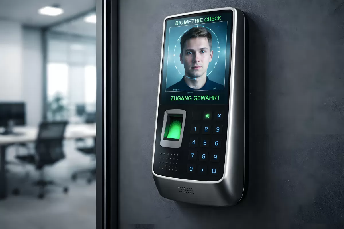 Futuristisches Biometrie-Scan-Terminal für Bürogebäude