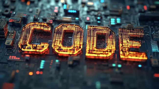 Futuristisches Computerchassis mit leuchtenden Leiterstrukturen