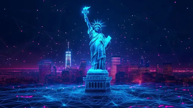 Futuristisches Digitalbild der Freiheitsstatue in New York