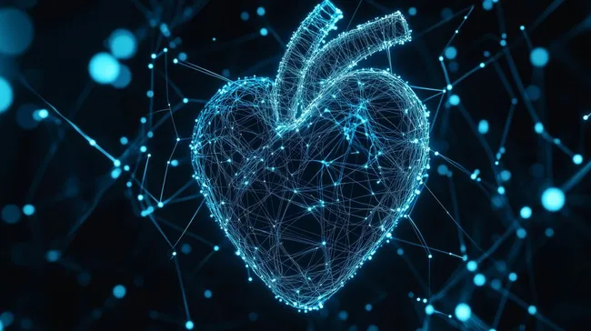 Futuristisches digitales Herzsymbol in Blau