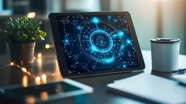 Futuristisches digitales Horoskop-Konzept auf Tablet