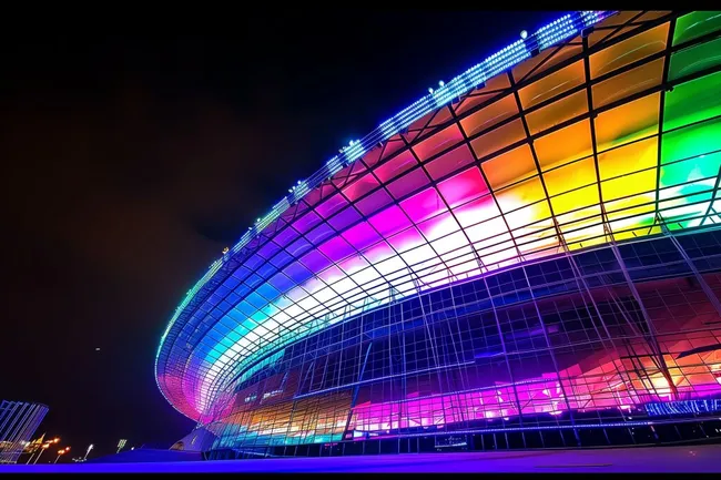 Futuristisches Gebäude bei Nacht