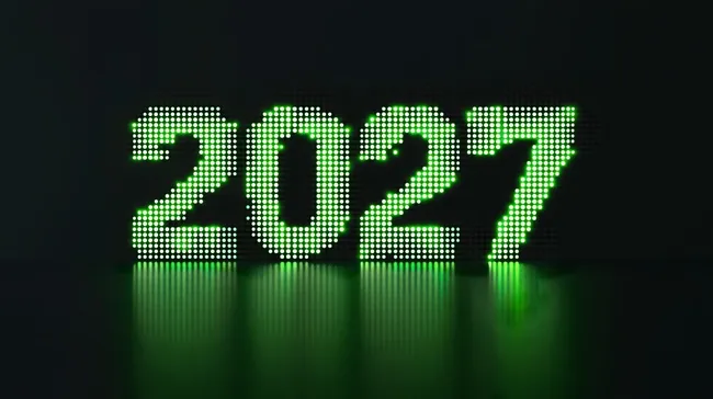 Futuristisches grünes LED-Display in dunkler Umgebung