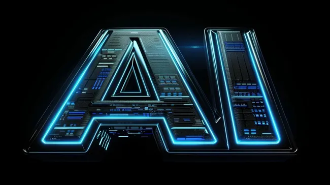 Futuristisches KI-Technologiesymbol in Blau-Schwarz