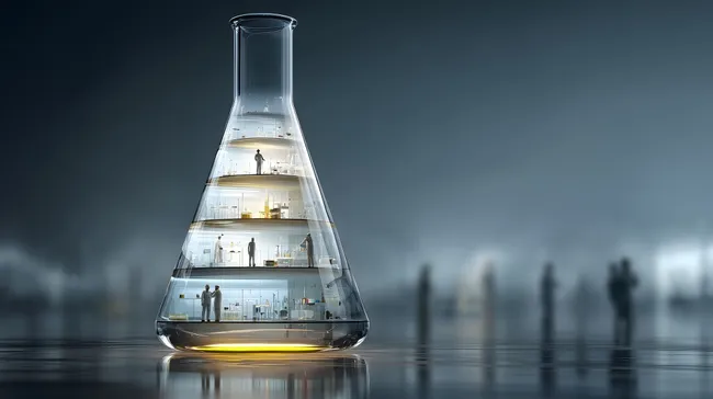 Futuristisches Labor im Erlenmeyerkolben