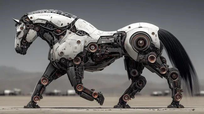 Futuristisches Roboter-Pferd in High-Tech-Design