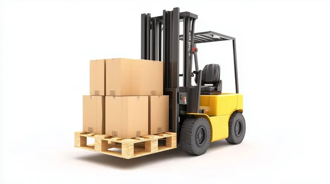 Gabelstapler mit Kartons auf Palette - Kostenloses Lagerfoto