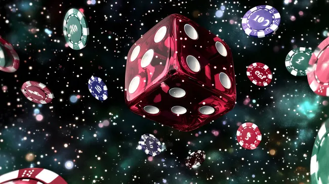 Galaktische Würfel und Casinochips - Fantasievolle Raumszene