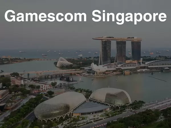 Gamescom asia in in Singapur (Singapore) Aerial: Marina Bay Sands and Harbour