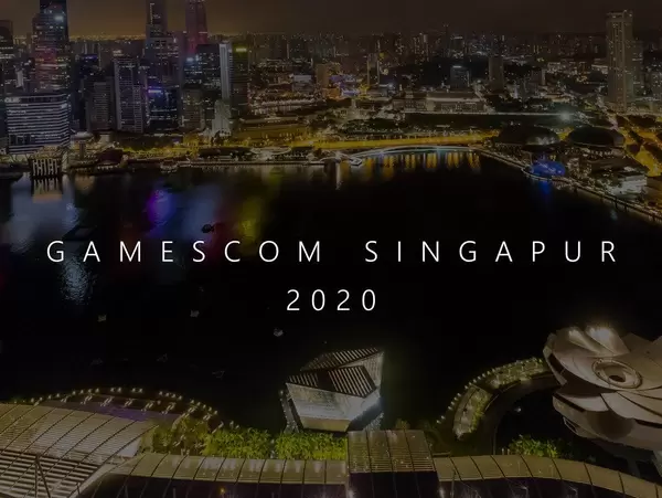 Gamescom asia in in Singapur (Singapore) Marina Bay (Hafenbecken) bei Nacht