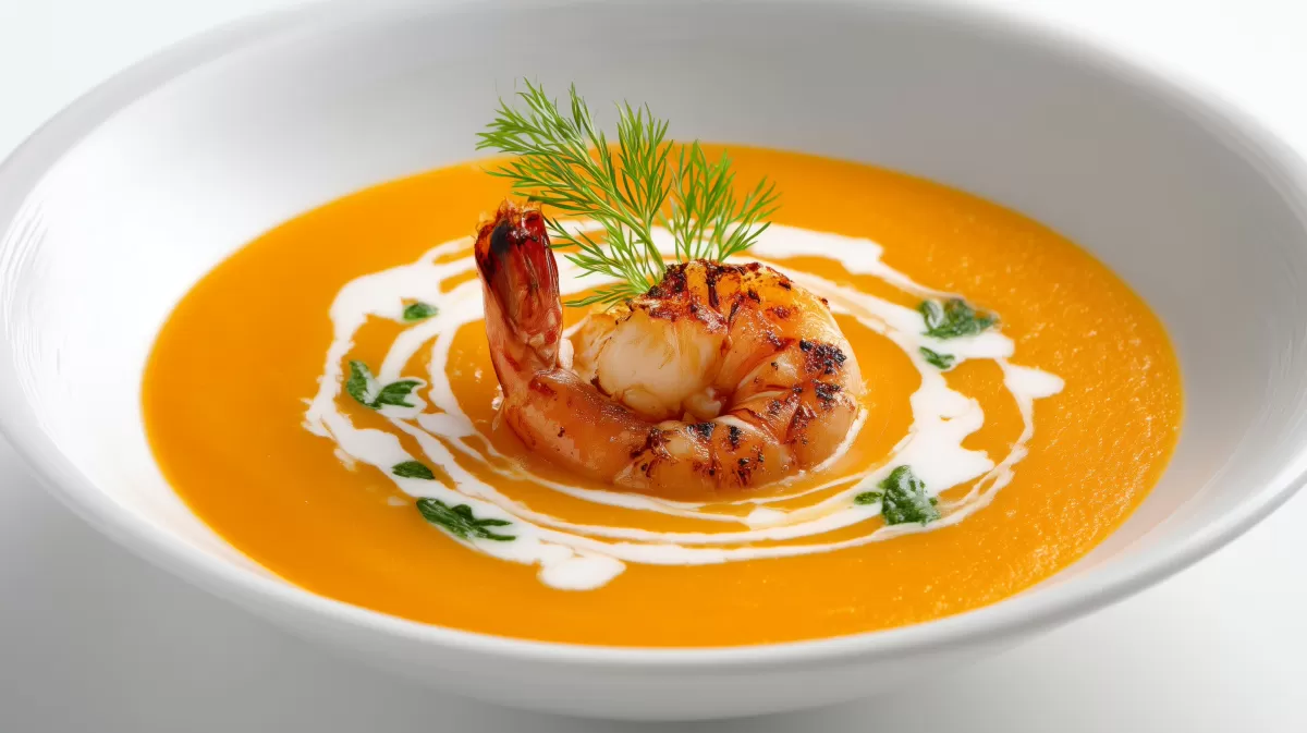 Garnelen Bisque mit Cognac – elegante Meeresfrüchtesuppe