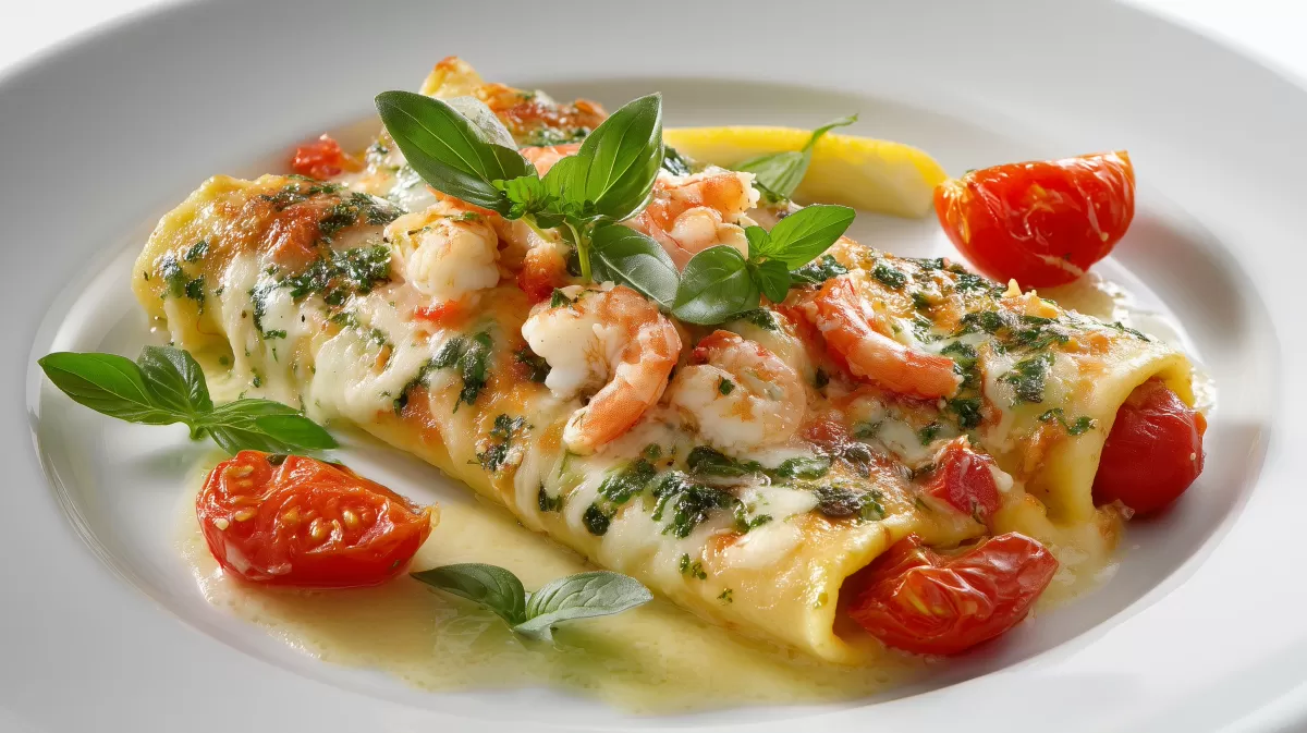 Garnelen Cannelloni con Gamberetti mit Tomaten