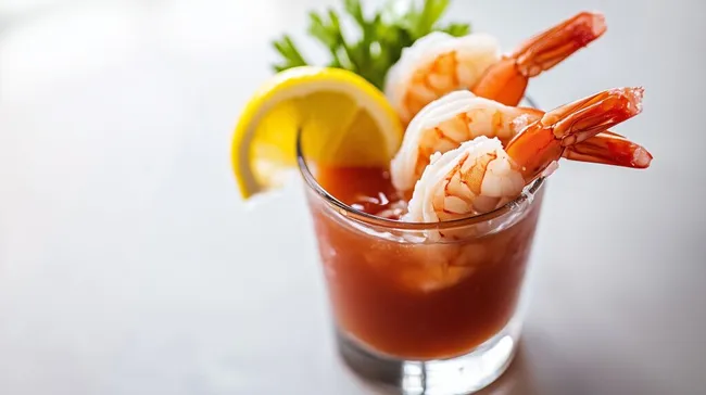 Garnelen-Cocktail mit Zitrone und Tomatenjus