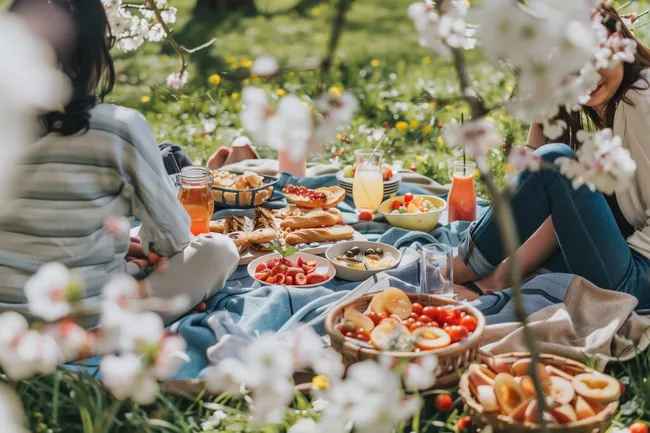 Gartenfrühstück im Frühling