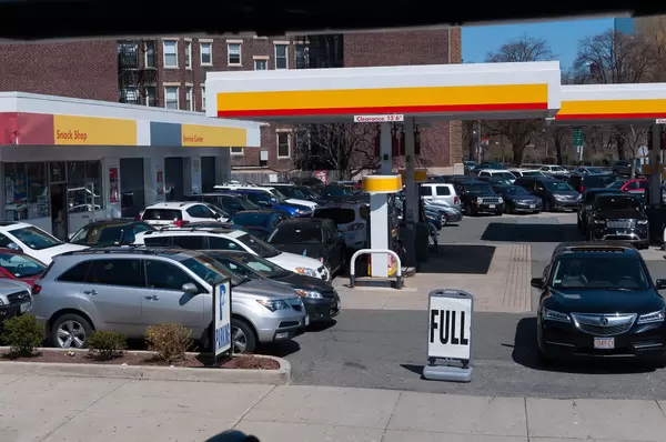 Gas Station in Boston used as parking lot during events