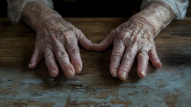 Gealterte Hände erzählen Geschichten von Zeit und Erfahrung
