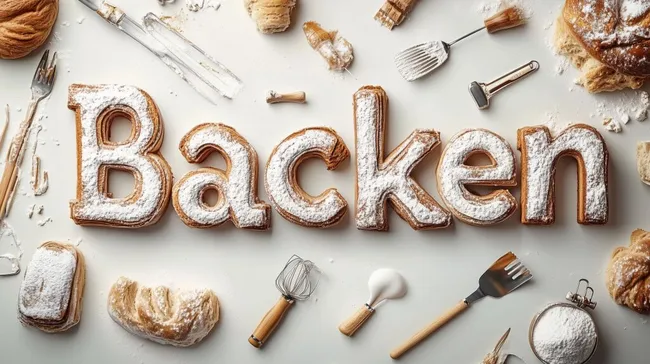 Gebackenes Gebäck und Küchenhelfer auf weißem Hintergrund