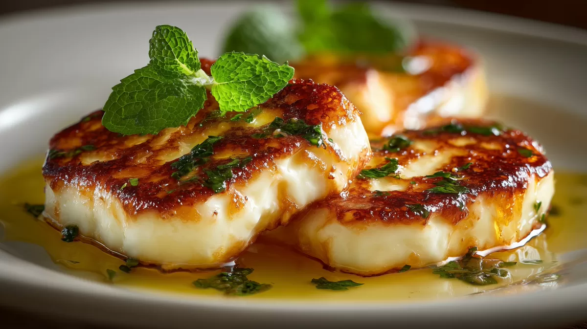 Gebratener Halloumi mit Minze und Zitronensauce