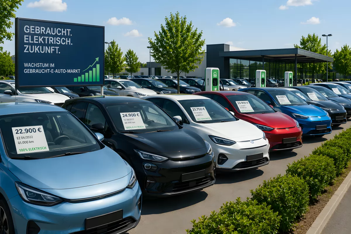 Gebrauchte Elektroautos auf einem modernen Automarkt