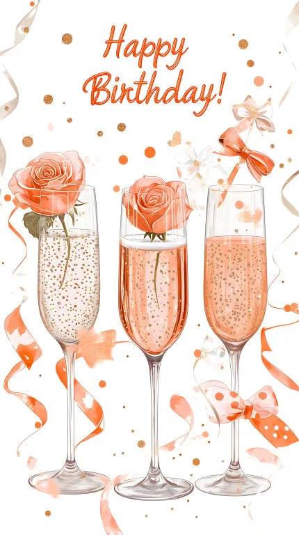 Geburtstagsgläser mit Rosen und Konfetti