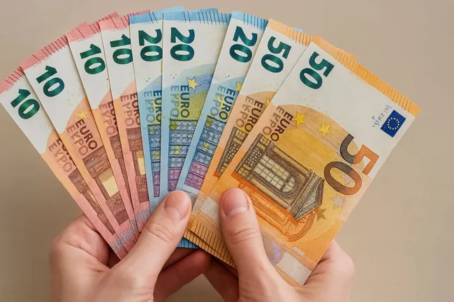 Gefächerter Euro-Geldscheine für finanzielle Zwecke