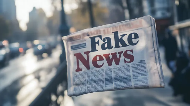 Gefälschte Nachriten-Zeitung in einer Stadt