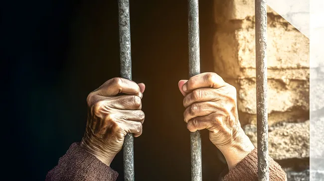 Gefangene Hände hinter Gittern
