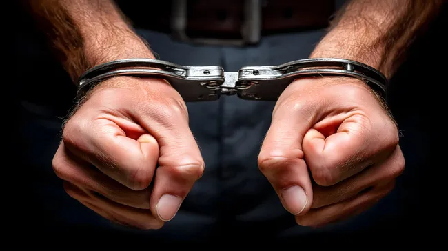 Gefesselte Hände in Handschellen