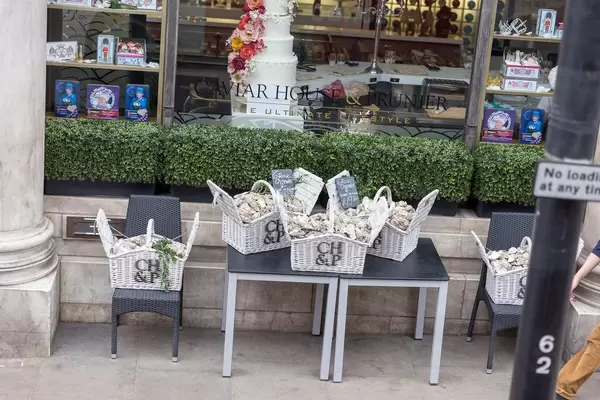 Geflochtene Körbe voll mit Austern