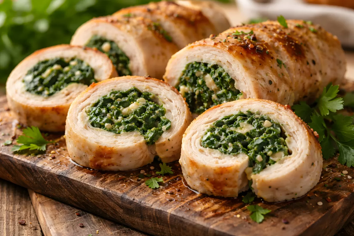 Gefüllte Hähnchenbrust mit Spinat und Käse