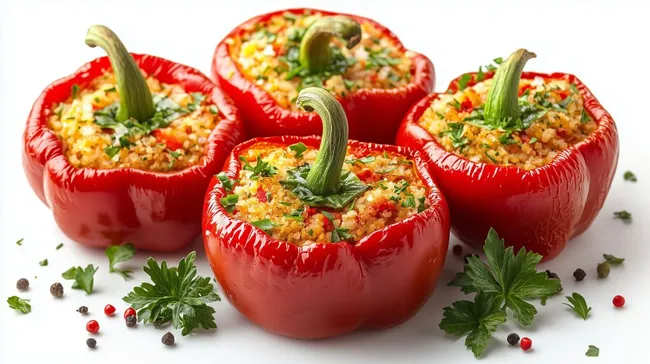 Gefüllte rote Paprika mit würziger Füllung