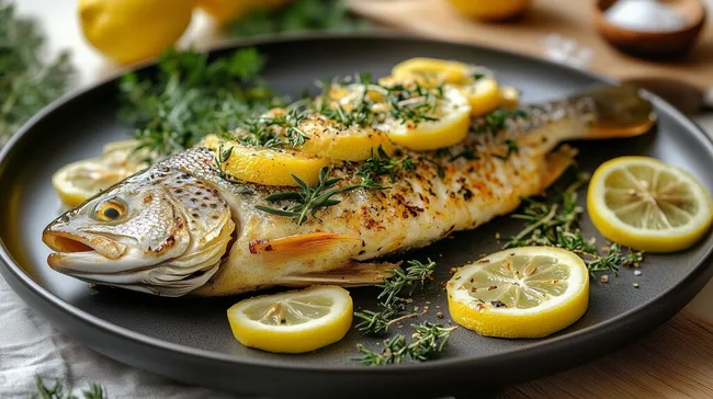 Gegrillte Forelle mit Zitrone und Kräutern