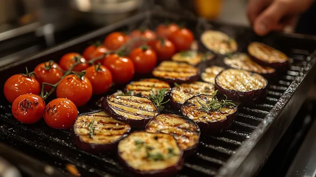 Gegrillte Gemüsevariationen auf Grillbrett