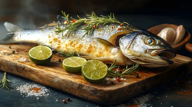Gegrillter Fisch mit Kräutern und Limetten