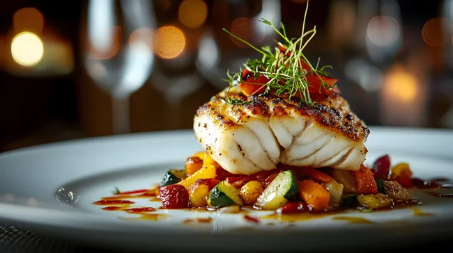 Gegrillter Fisch mit mediterranem Gemüsesalat