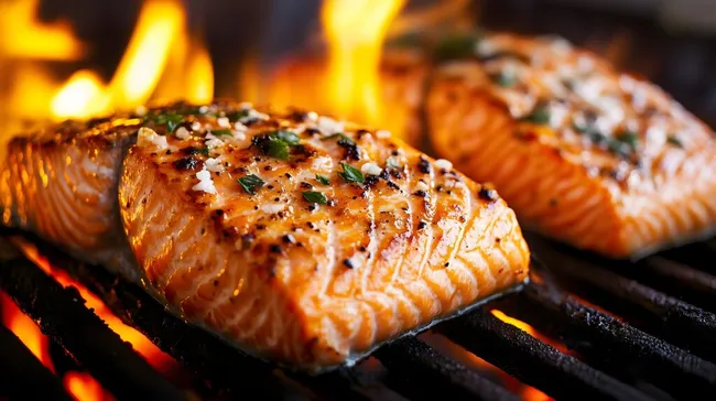 Gegrillter Lachs mit Kräutern über Feuer