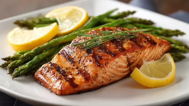 Gegrillter Lachsfilet mit Spargel - Kulinarischer Genuss