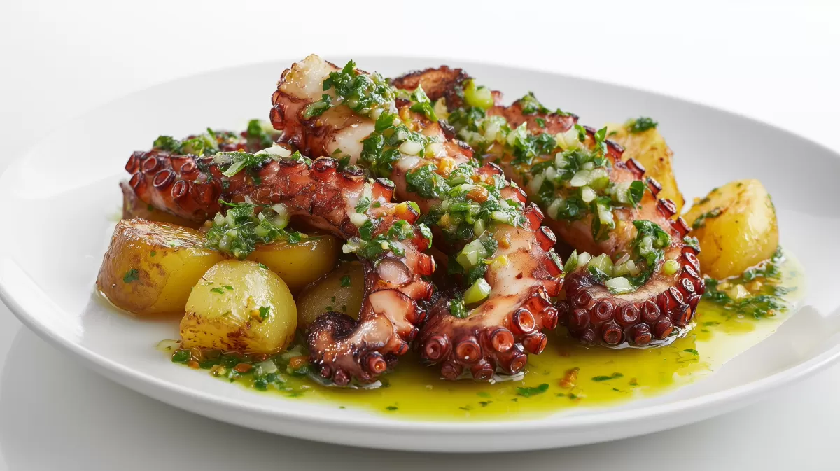 Gegrillter Oktopus mit Salsa Verde und Kartoffeln