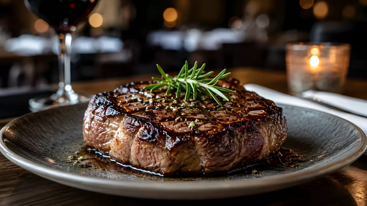 Gegrilltes Filet-Steak mit Rosmarin auf elegantem Teller