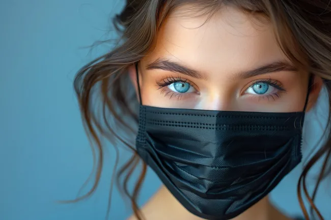 Geheimnisvolle Frau mit Gesichtsmaske