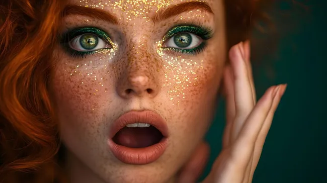 Geheimnisvolle Rothaarige mit funkelndem Blick