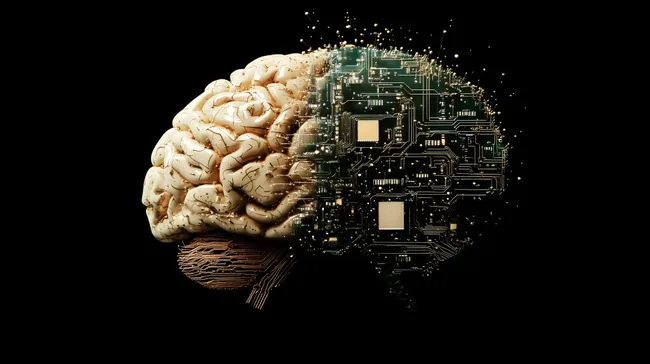 Gehirn-Illustration mit Computerschaltkreisen